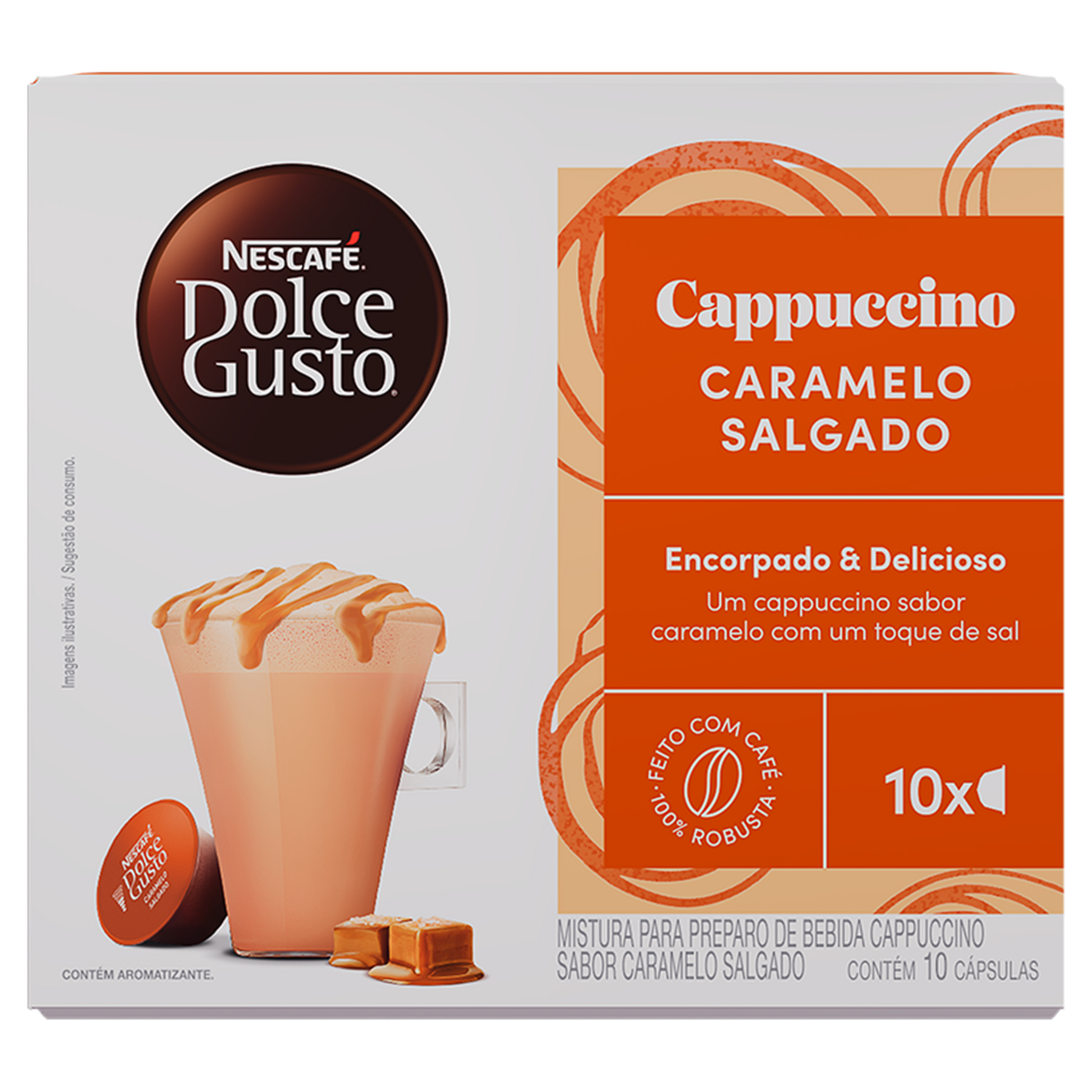 Cappuccino em C&aacute;psula Caramelo Salgado Nescaf&eacute; Dolce Gusto Caixa 175g C/10 Unidades