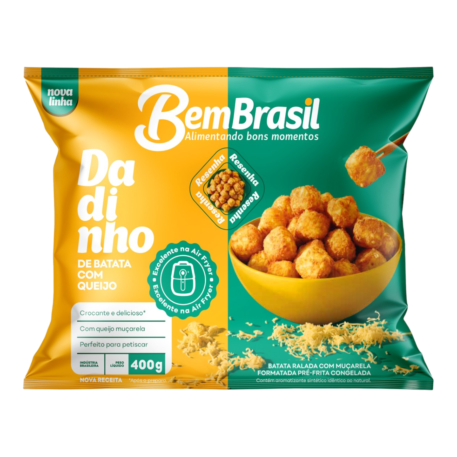 Dadinho de Batata Congelada com Queijo Pr&eacute;-Frita Bem Brasil Pacote 400g