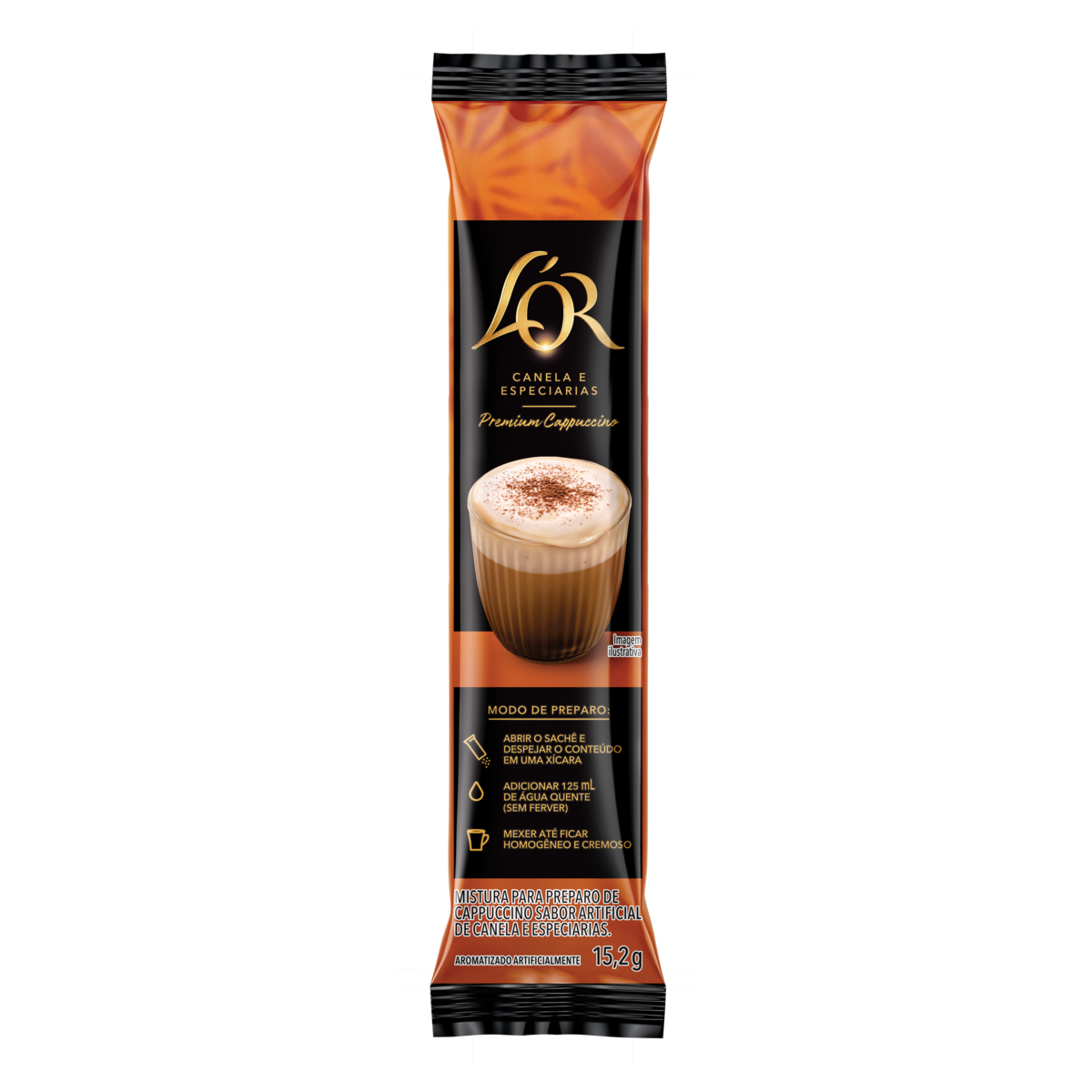Cappuccino Sol&uacute;vel Canela e Especiarias L'or Premium Pacote 15,2g