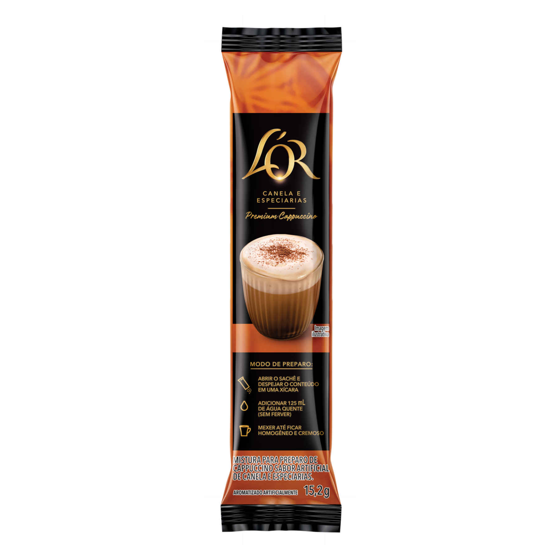 Cappuccino Sol&uacute;vel Canela e Especiarias L'or Premium Pacote 15,2g