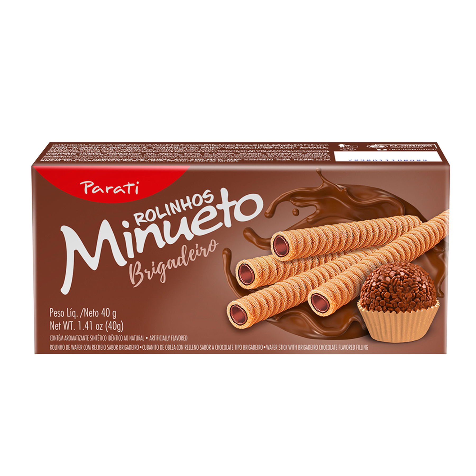 Rolinhos de Wafer Recheio Brigadeiro Minueto Caixa 40g