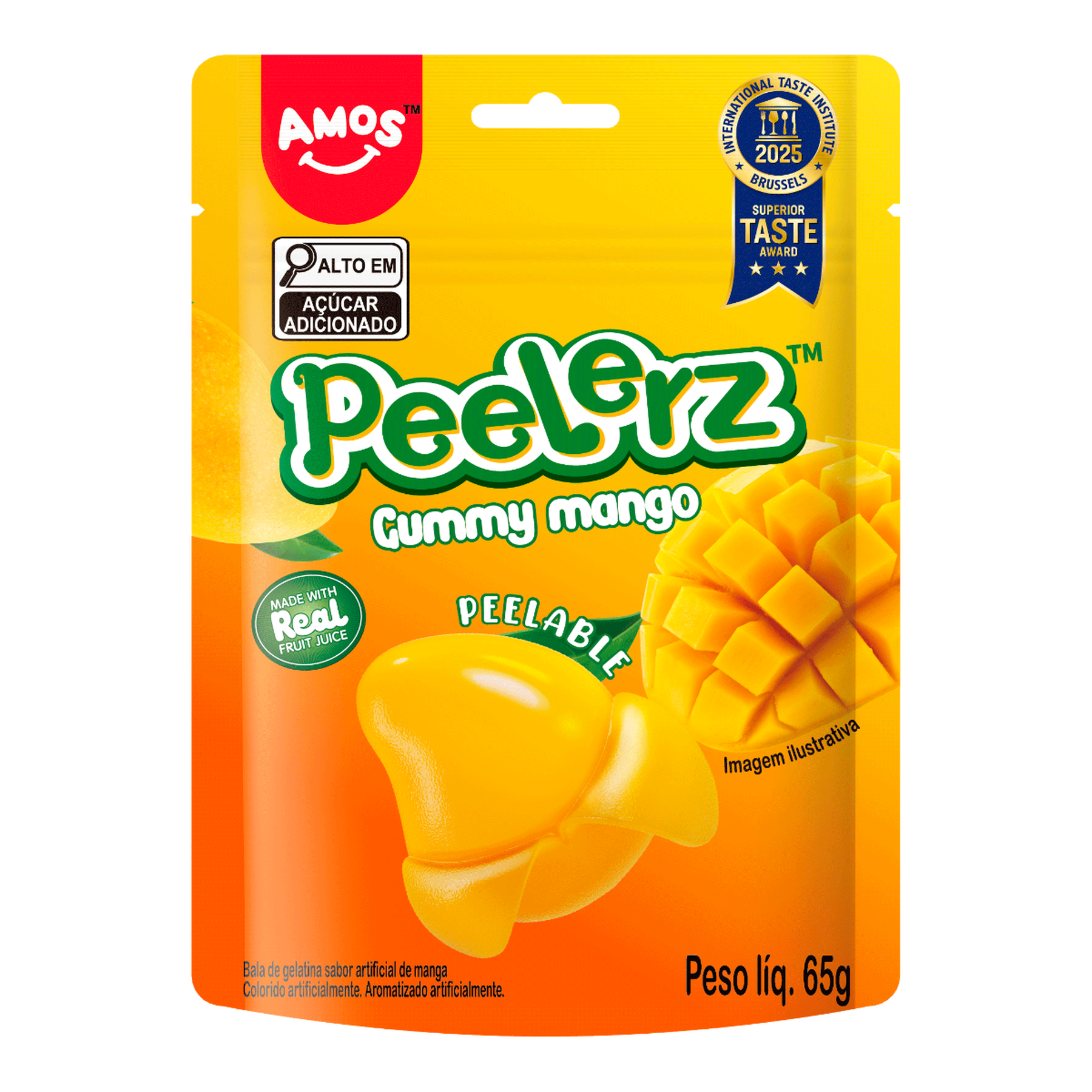 Bala de Gelatina Manga Peelerz Gummy Mango Amos Pacote 65g