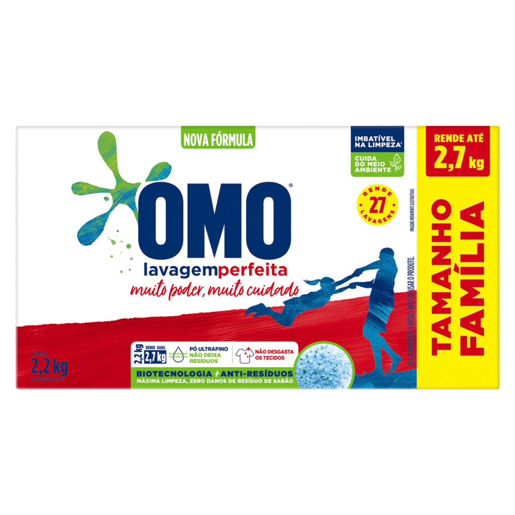 Sabão em Pó Omo Lavagem Perfeita Caixa 2,2kg - Embalagem Tamanho Família