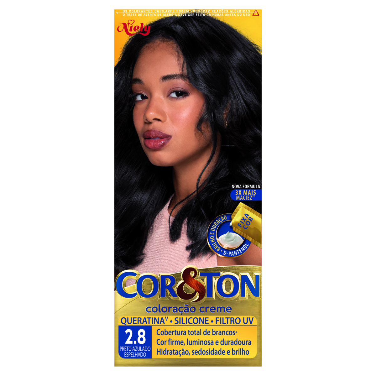 Tintura para Cabelo Preto Azulado Espelhado 2.8 Cor&Ton