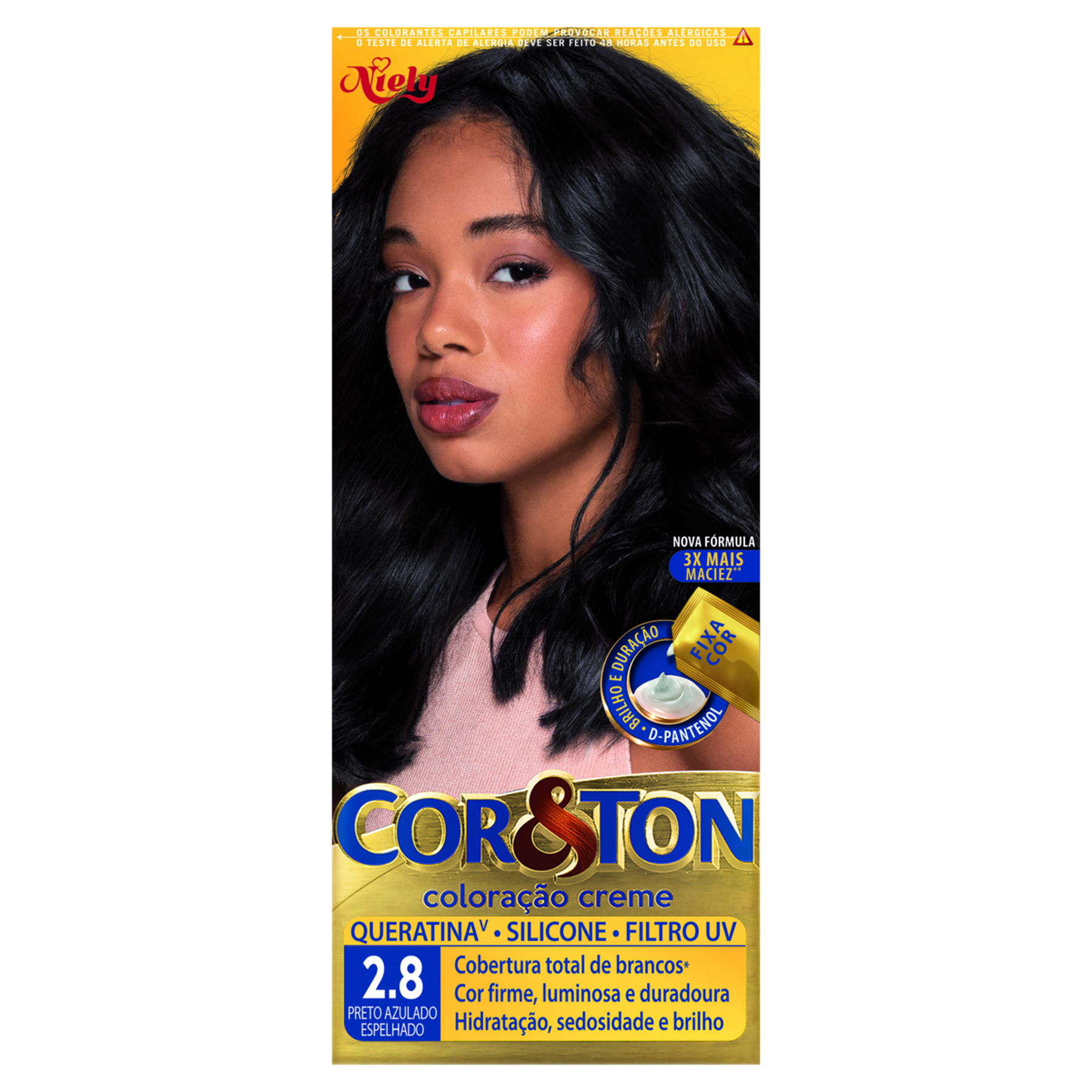 Tintura para Cabelo Preto Azulado Espelhado 2.8 Cor&Ton