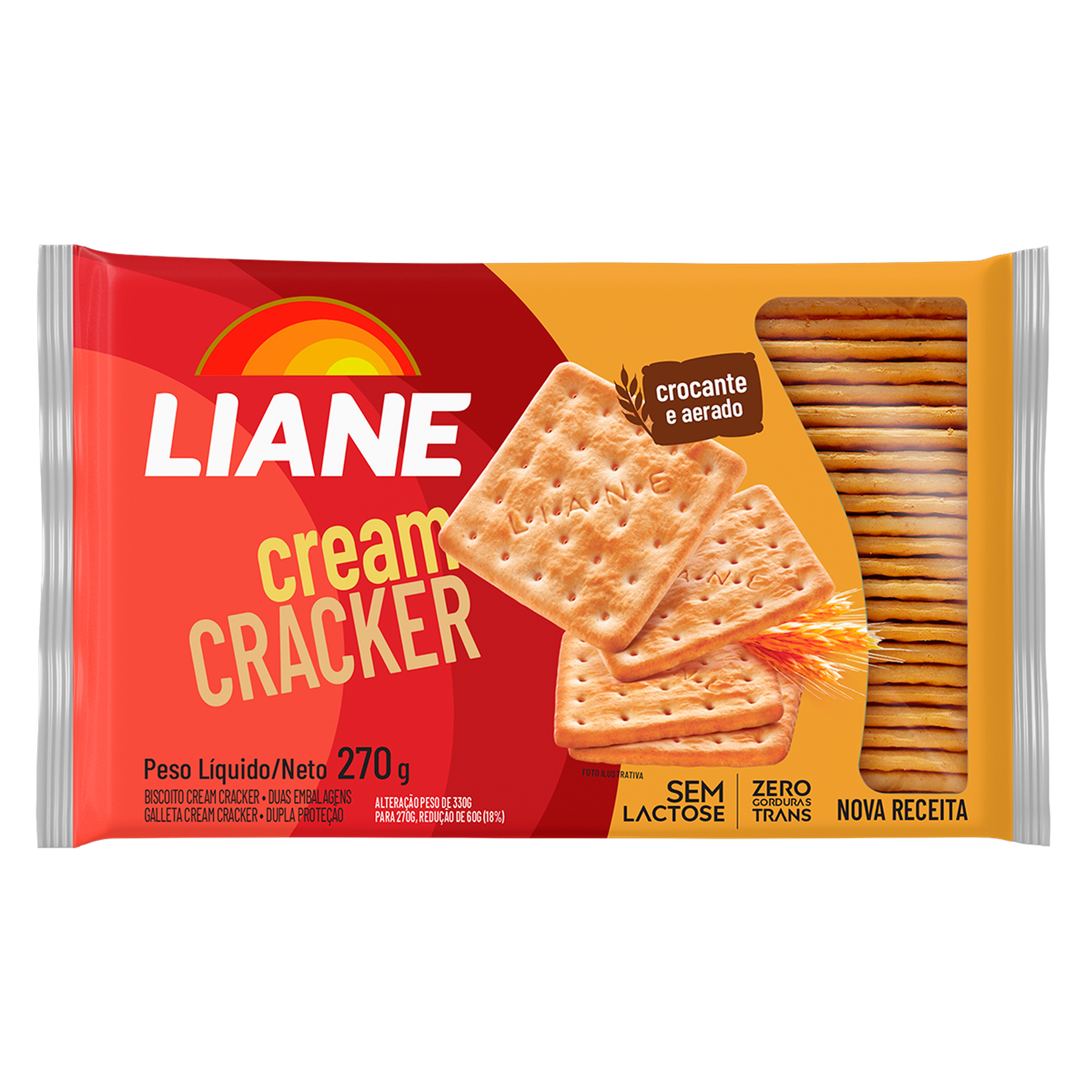 Biscoito Cream Cracker sem Lactose Liane Pacote 270g