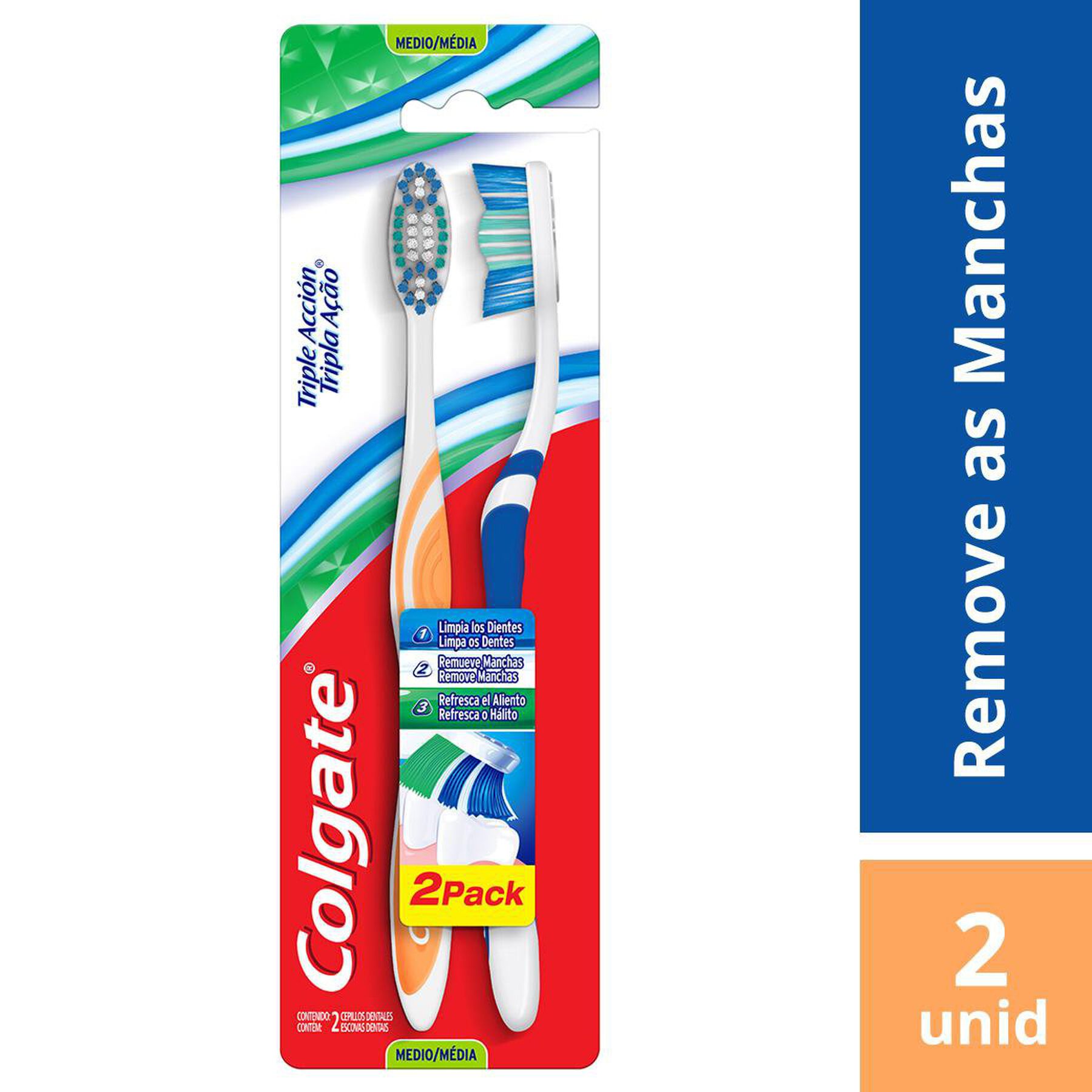 Escova Dental Média Tripla Ação Colgate C/2 Unidades