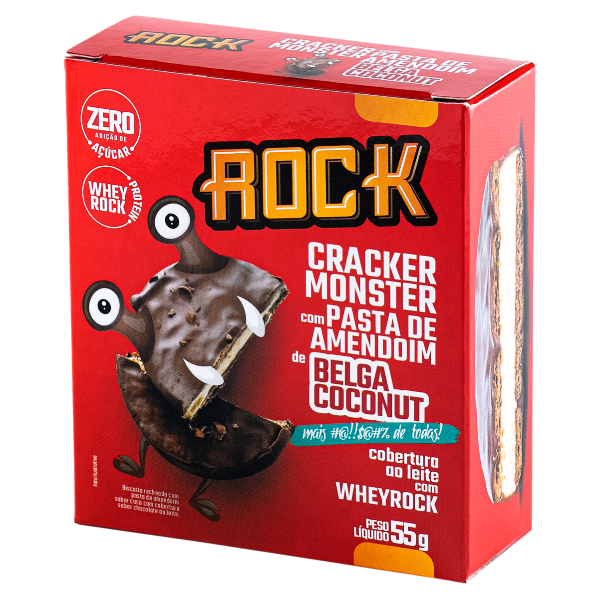 Biscoito Cracker Monster Cream Leite em P&oacute; com Whey Rock Caixa 55g
