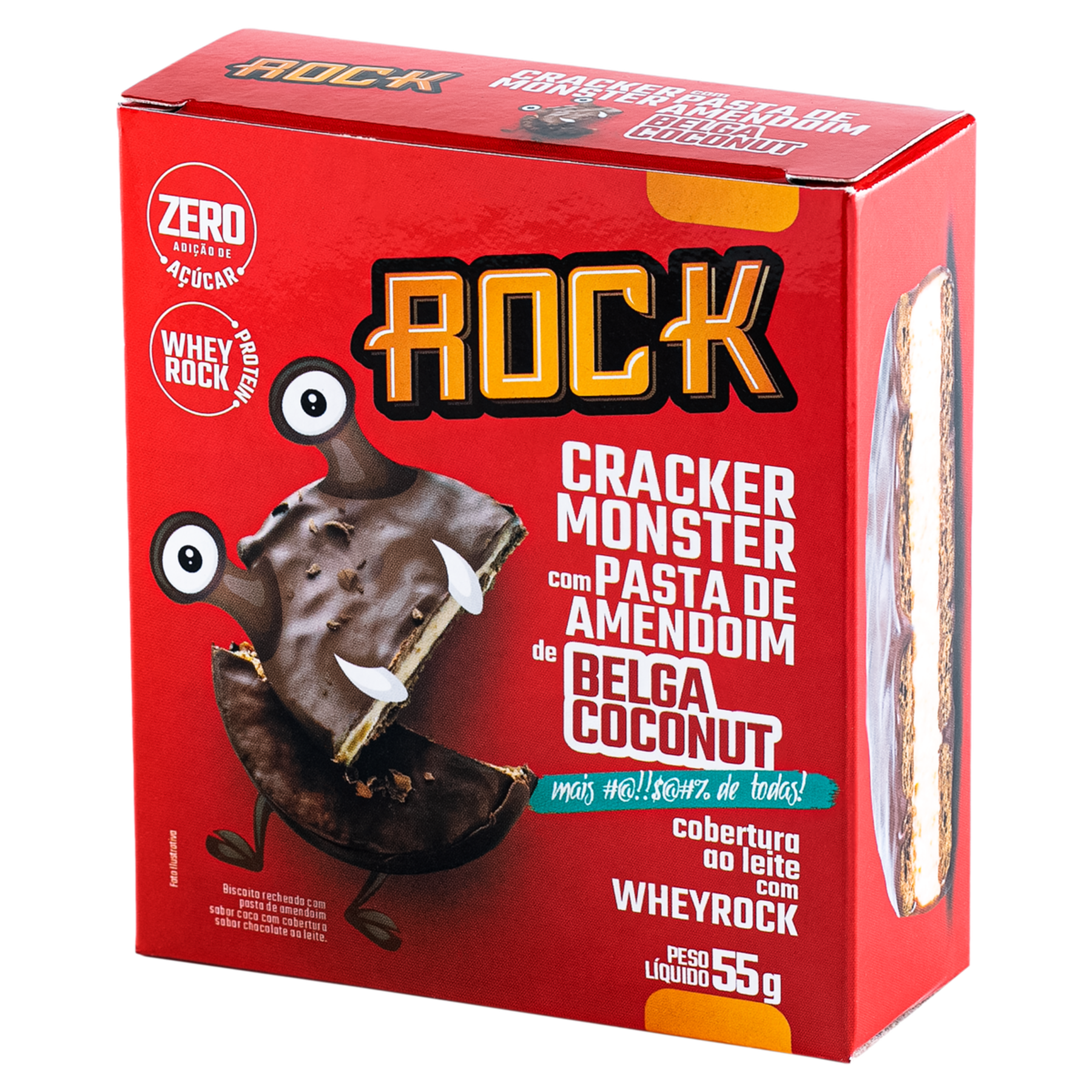 Biscoito Cracker Monster Cream Leite em Pó com Whey Rock Caixa 55g