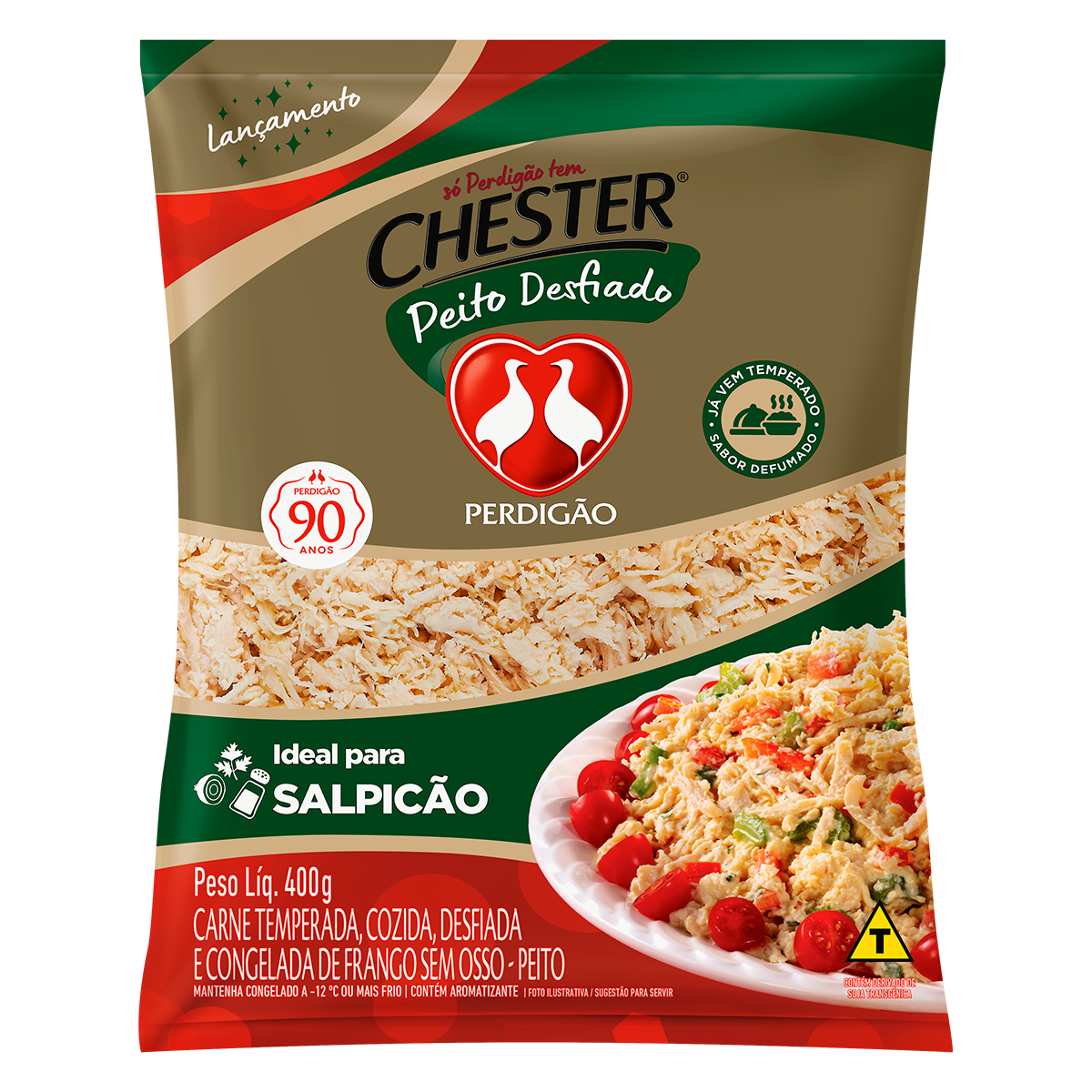 Peito de Frango Desfiado Chester Perdig&atilde;o Pacote 400g