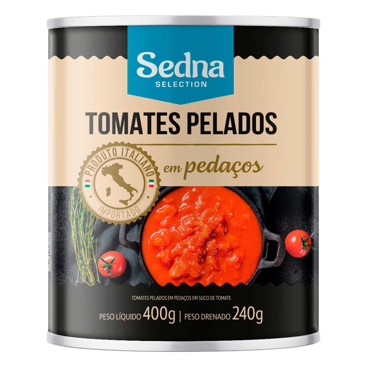 Tomates Pelados em Peda&ccedil;os Sedna Lata 400g