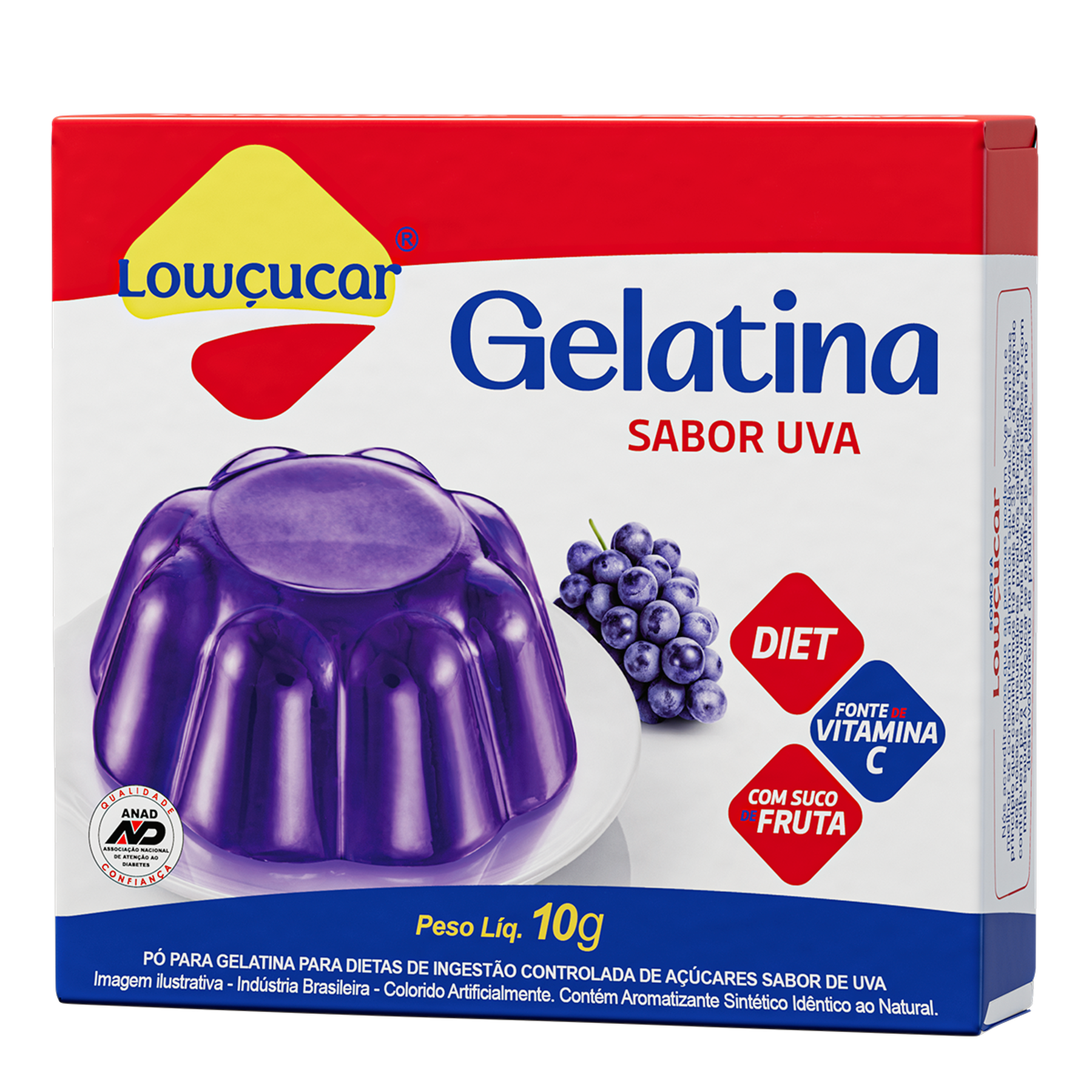 Gelatina em Pó Uva Zero Açúcar Lowçucar Caixa 10g