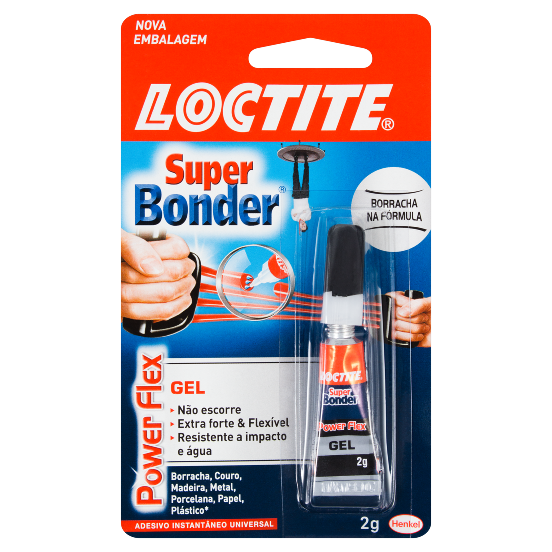Adesivo Instant&acirc;neo Universal Power Flex Gel Super Bonder Loctite Blister 2g&nbsp;