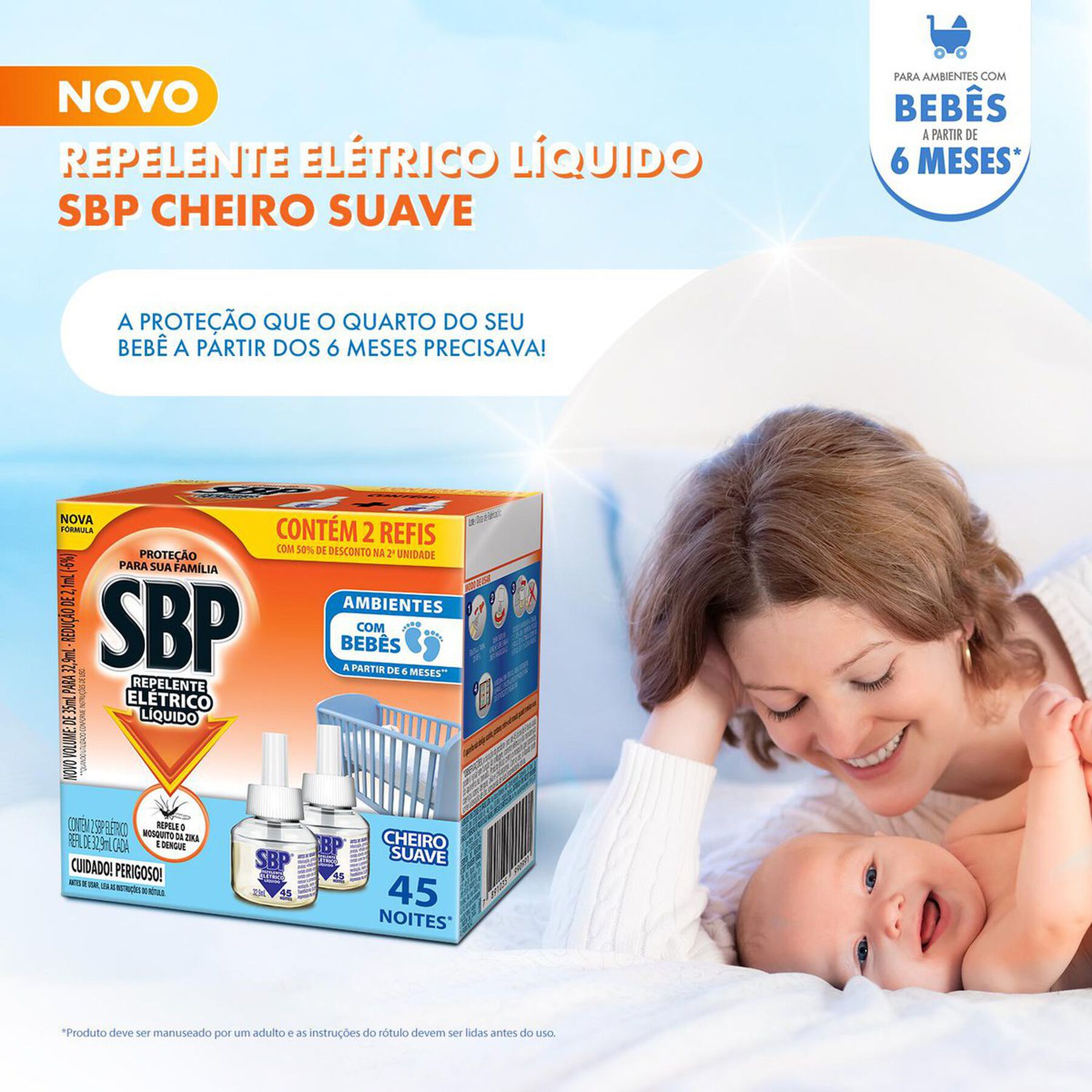 Repelente El&eacute;trico L&iacute;quido SBP Caixa 2 Unidades 35ml Cada Gr&aacute;tis 50% de Desconto na 2&ordf; Unidade Refil