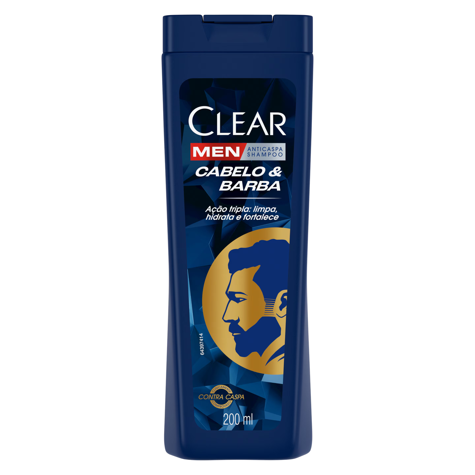 Shampoo Anticaspa Clear Men Cabelo e Barba Frasco 200ml