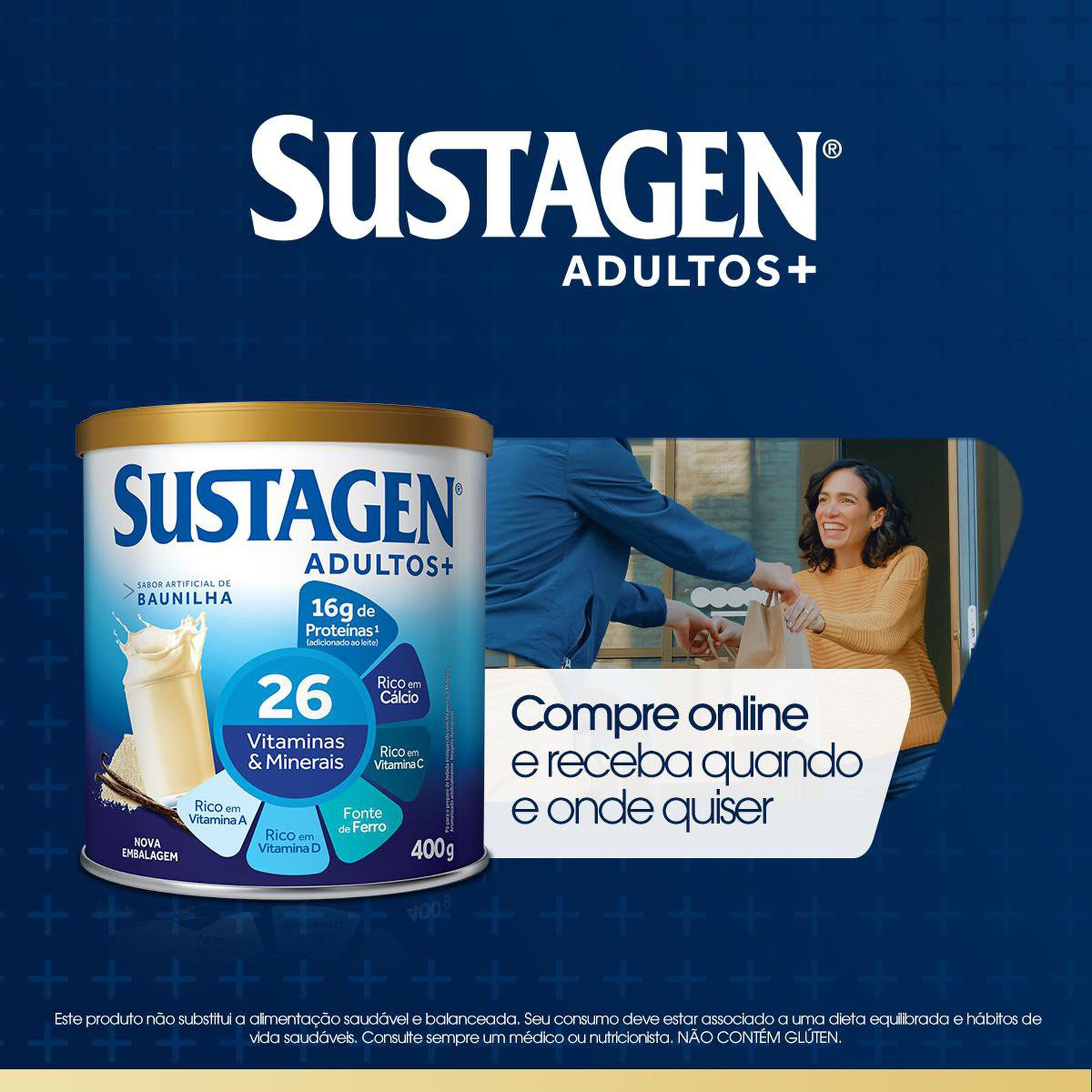 Complemento Alimentar Baunilha Sustagen Adultos+ Lata 400g