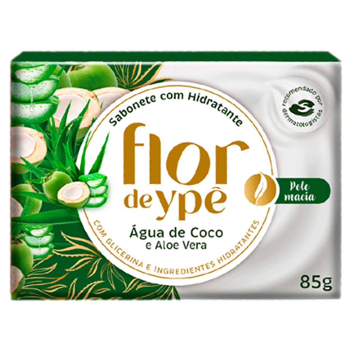 Sabonete em Barra Hidratante &Aacute;gua de Coco e Aloe Vera Flor de Yp&ecirc; Caixa 85g