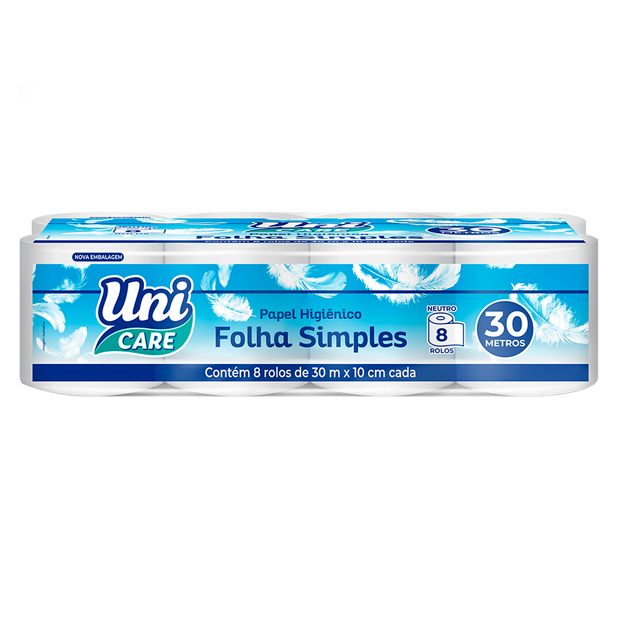 Papel Higi&ecirc;nico Uni Care 30m C/8 Unidades