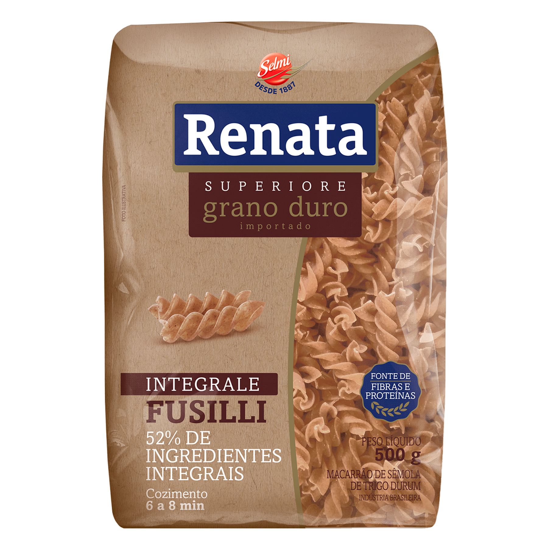 Macarr&atilde;o de S&ecirc;mola de Trigo Grano Duro Integral Fusilli Renata Superiore Pacote 500g&nbsp;