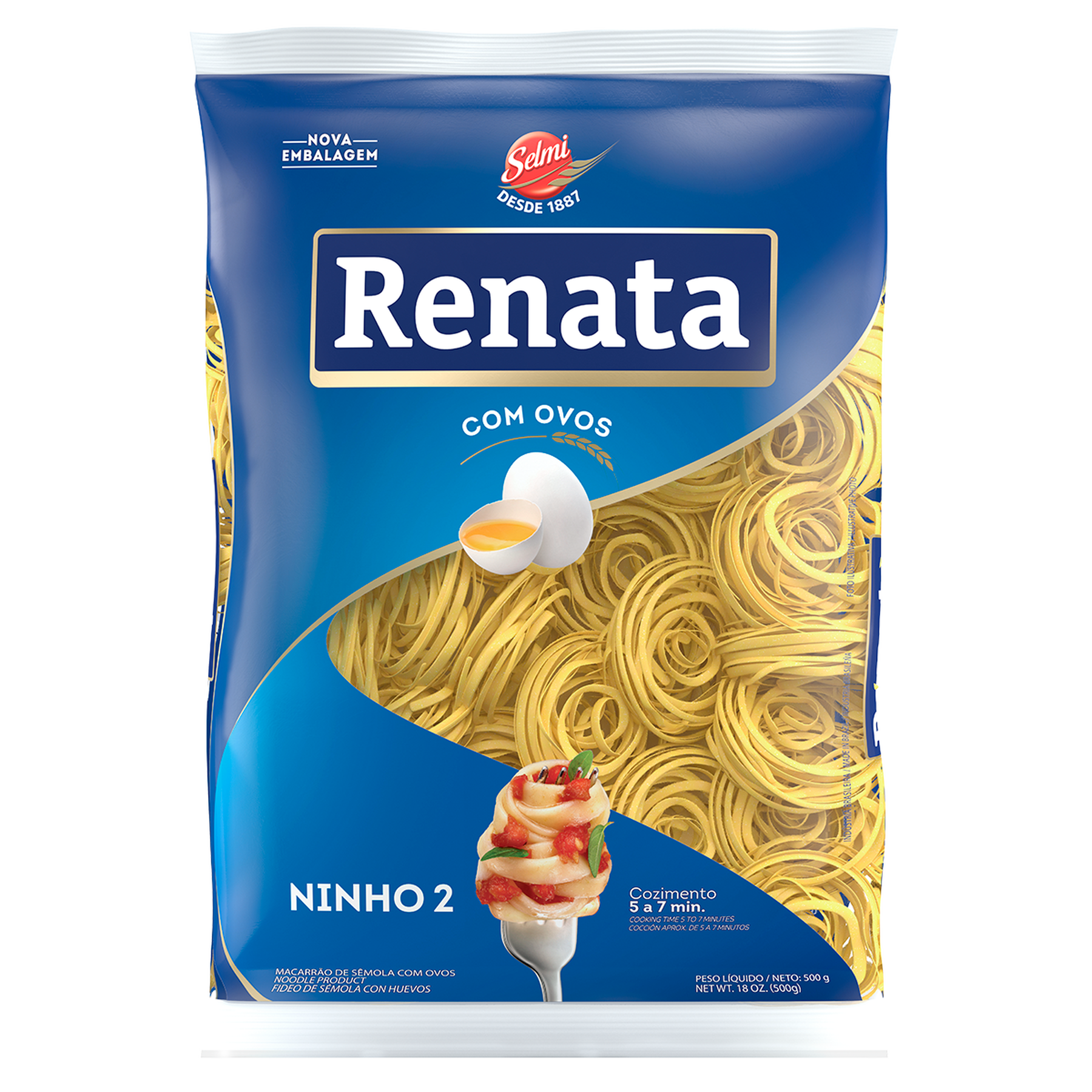 Macarrão de Sêmola com Ovos Ninho 2 Renata Pacote 500g