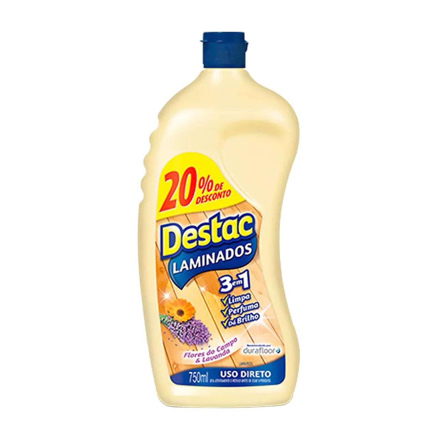 Limpador para Pisos Laminados Flores do Campo & Lavanda Destac Squeeze 750ml Grátis 20% de Desconto