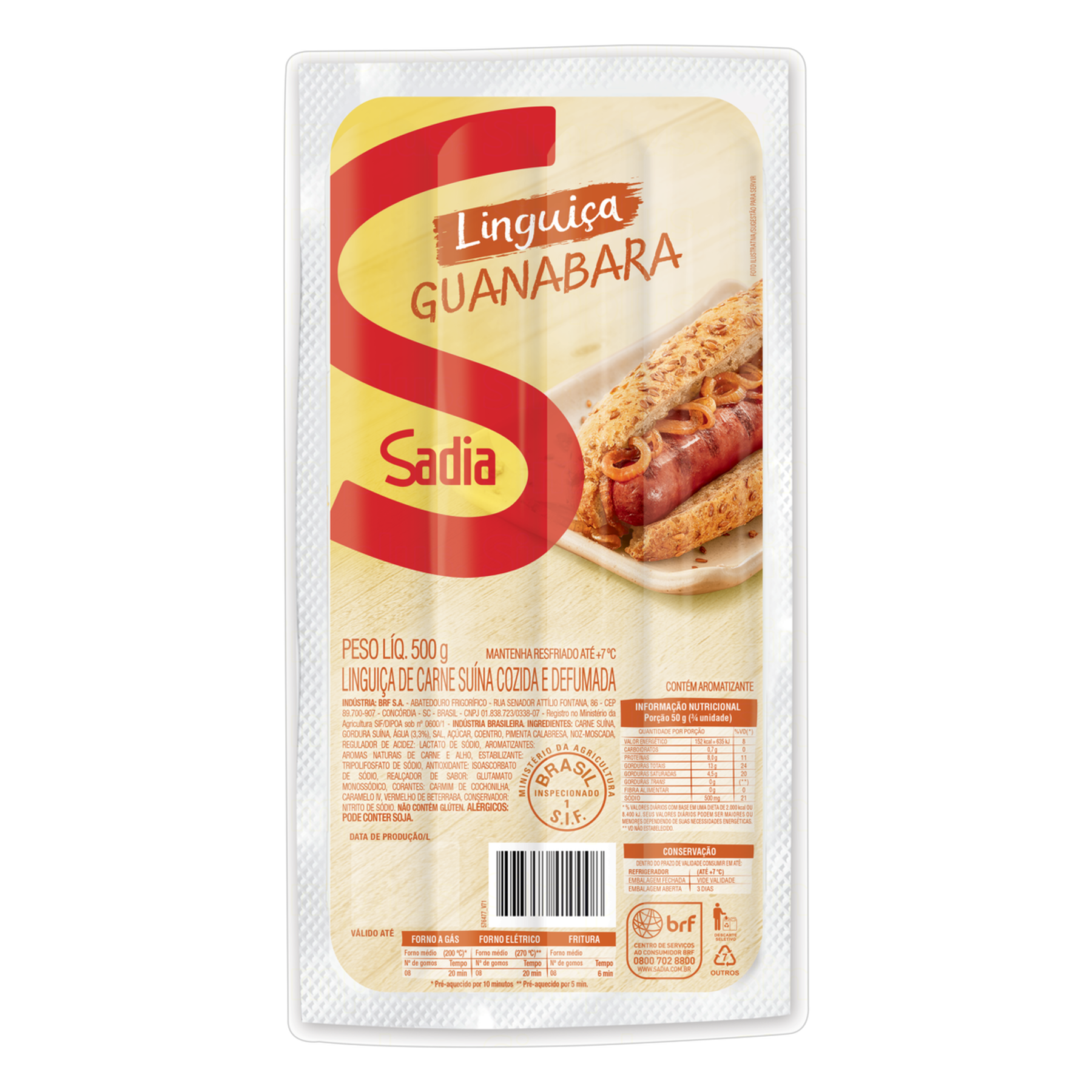 Linguiça Guanabara Cozida e Defumada Sadia 500g