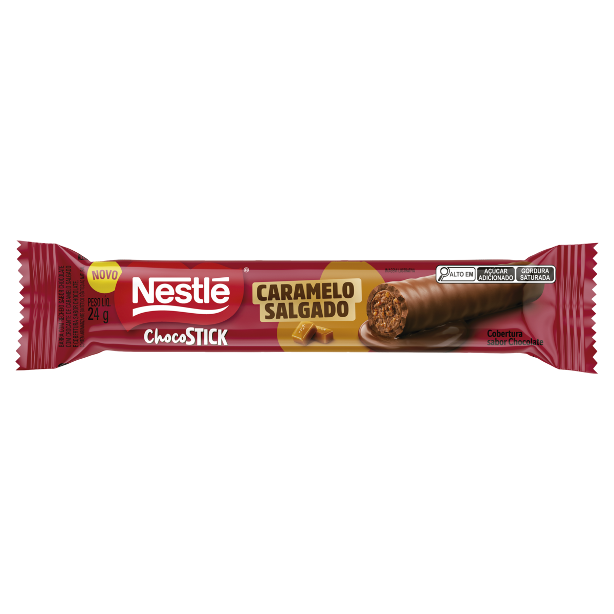 Chocolate ChocoStick Caramelo Salgado Nestl&eacute; Pacote 24g