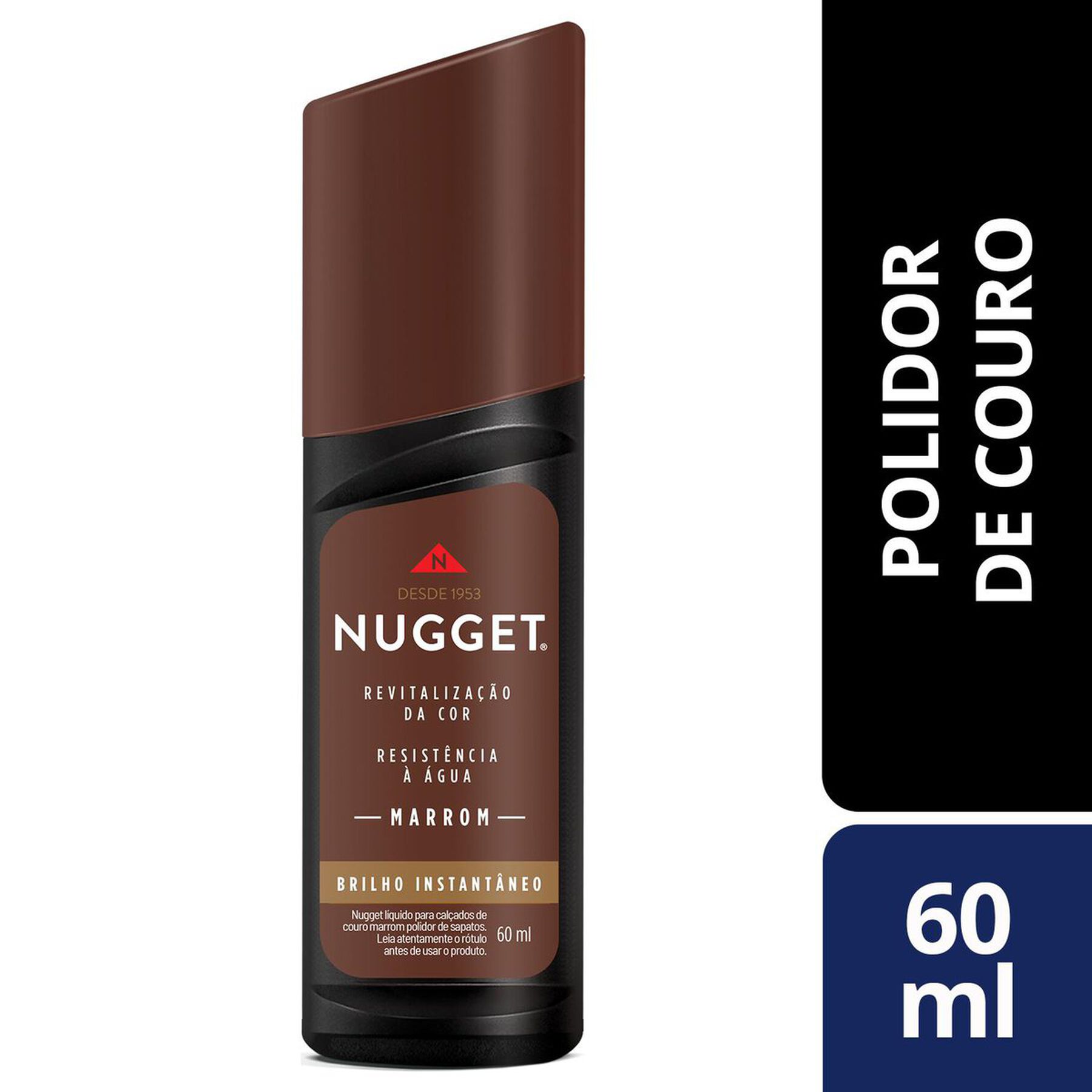 Polidor de Sapato L&iacute;quido Marrom Nugget Frasco 60ml