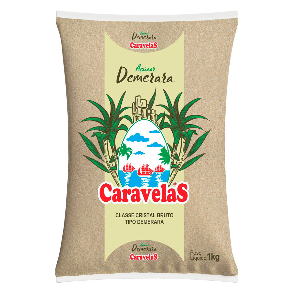A&ccedil;&uacute;car Demerara Caravelas Pacote 1kg