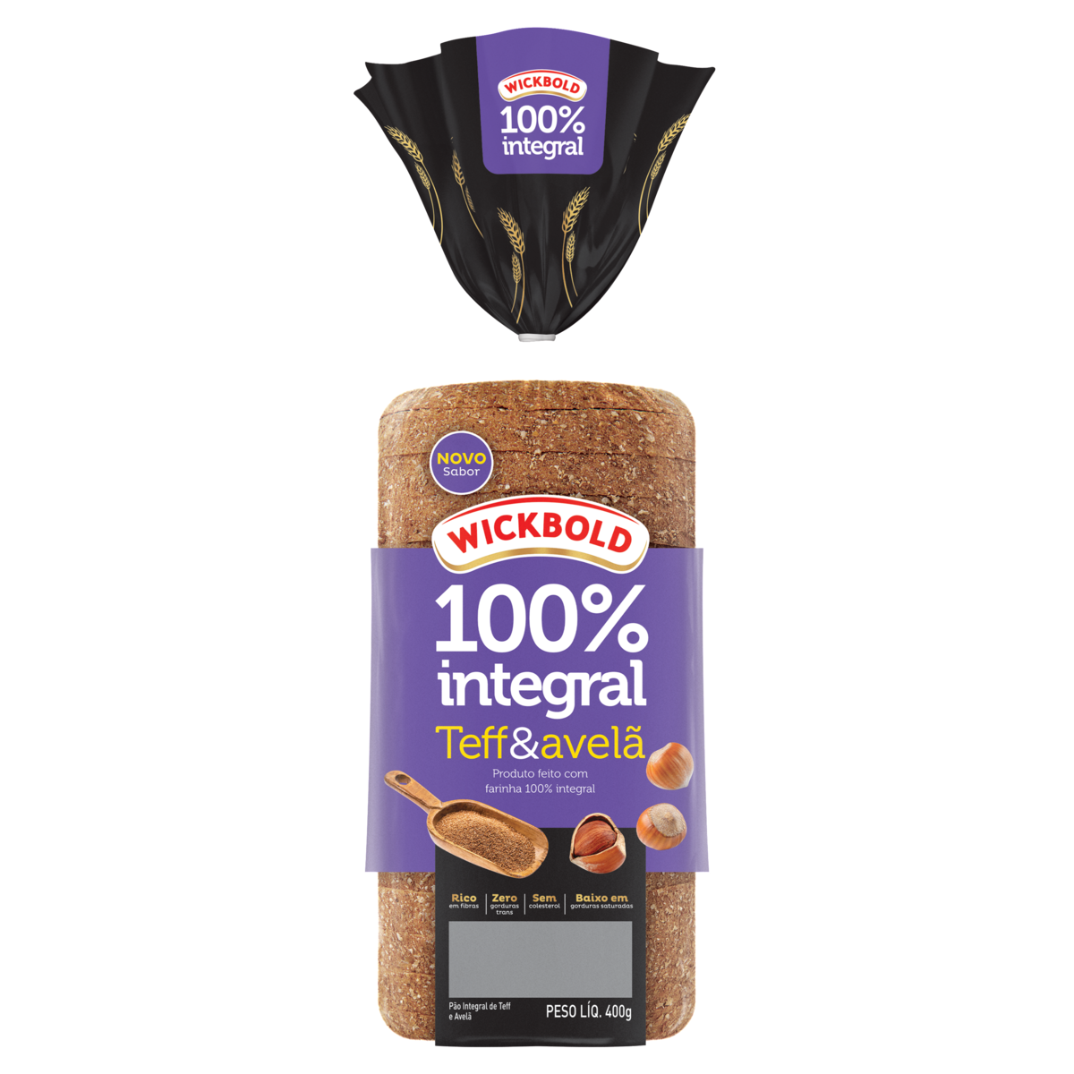 P&atilde;o de Forma Integral Teff e Avel&atilde; 100% Nutri&ccedil;&atilde;o Wickbold Pacote 400g