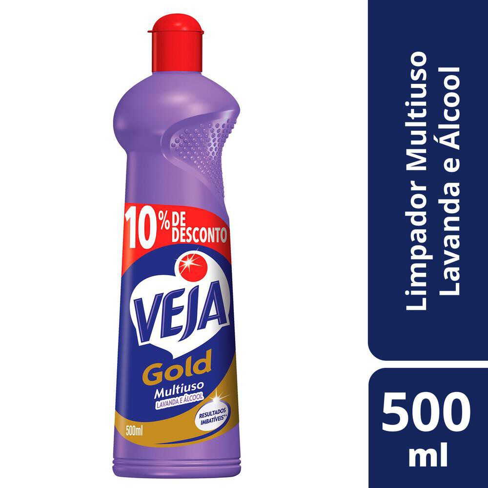 Limpador Multiuso Lavanda e &Aacute;lcool Veja Gold Squeeze 500ml Gr&aacute;tis 10% de Desconto