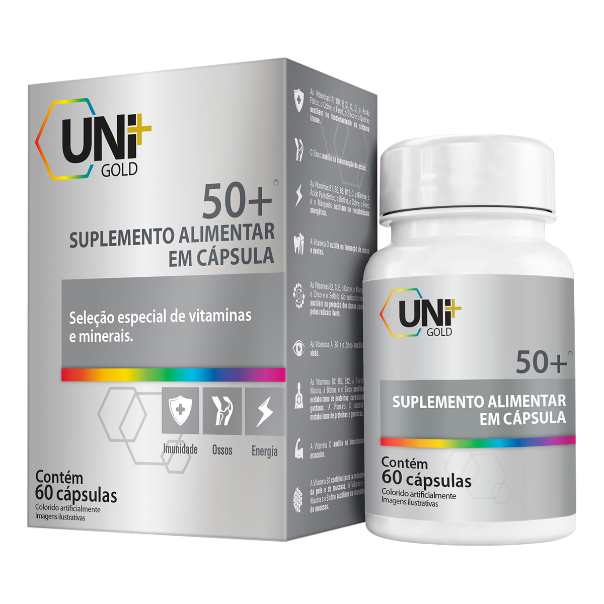 Suplemento Alimentar 50+ Uni Gold Caixa C/60 Unidades