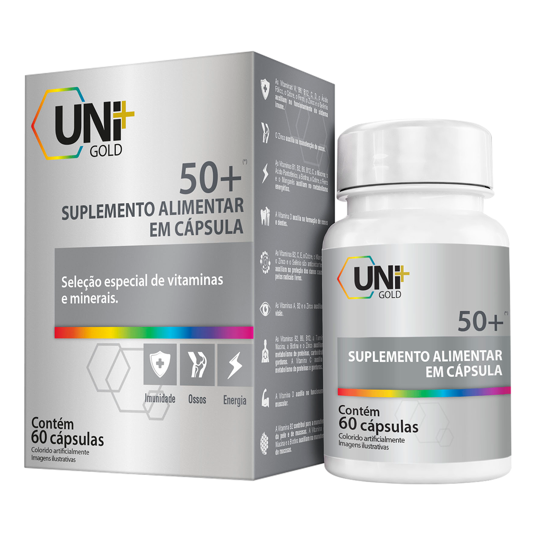 Suplemento Alimentar 50+ Uni Gold Caixa C/60 Unidades