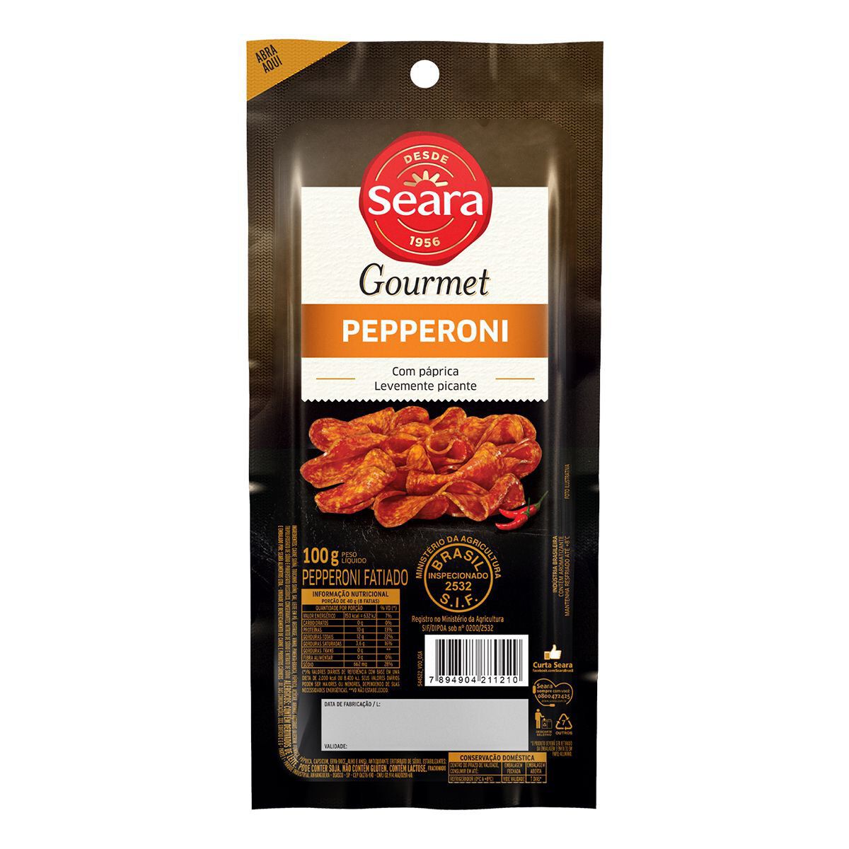 Pepperoni fatiado Seara Gourmet 100g&nbsp;