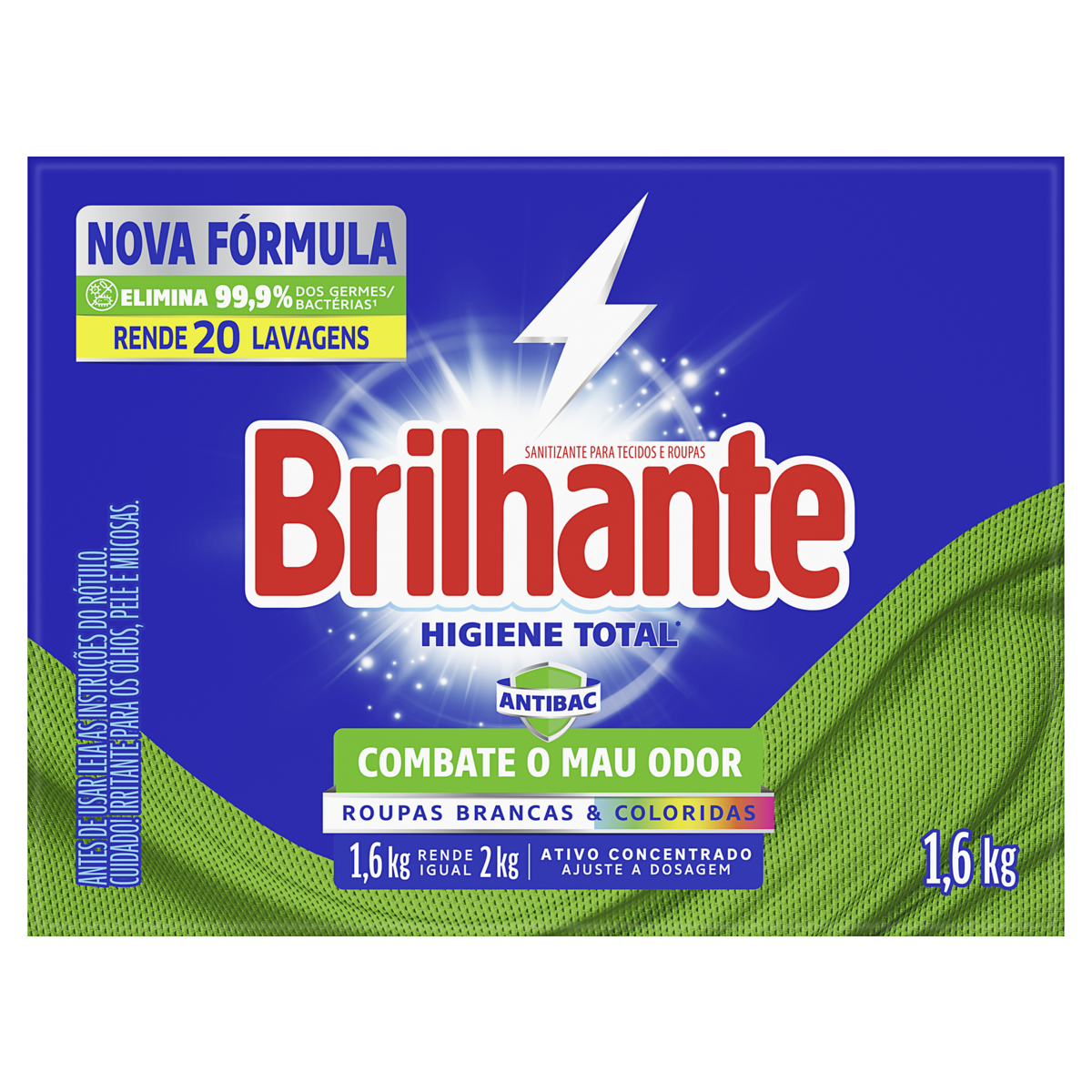 Sab&atilde;o em P&oacute; Roupas Brancas e Coloridas Higiene Total Antibac Brilhante Caixa 1,6kg