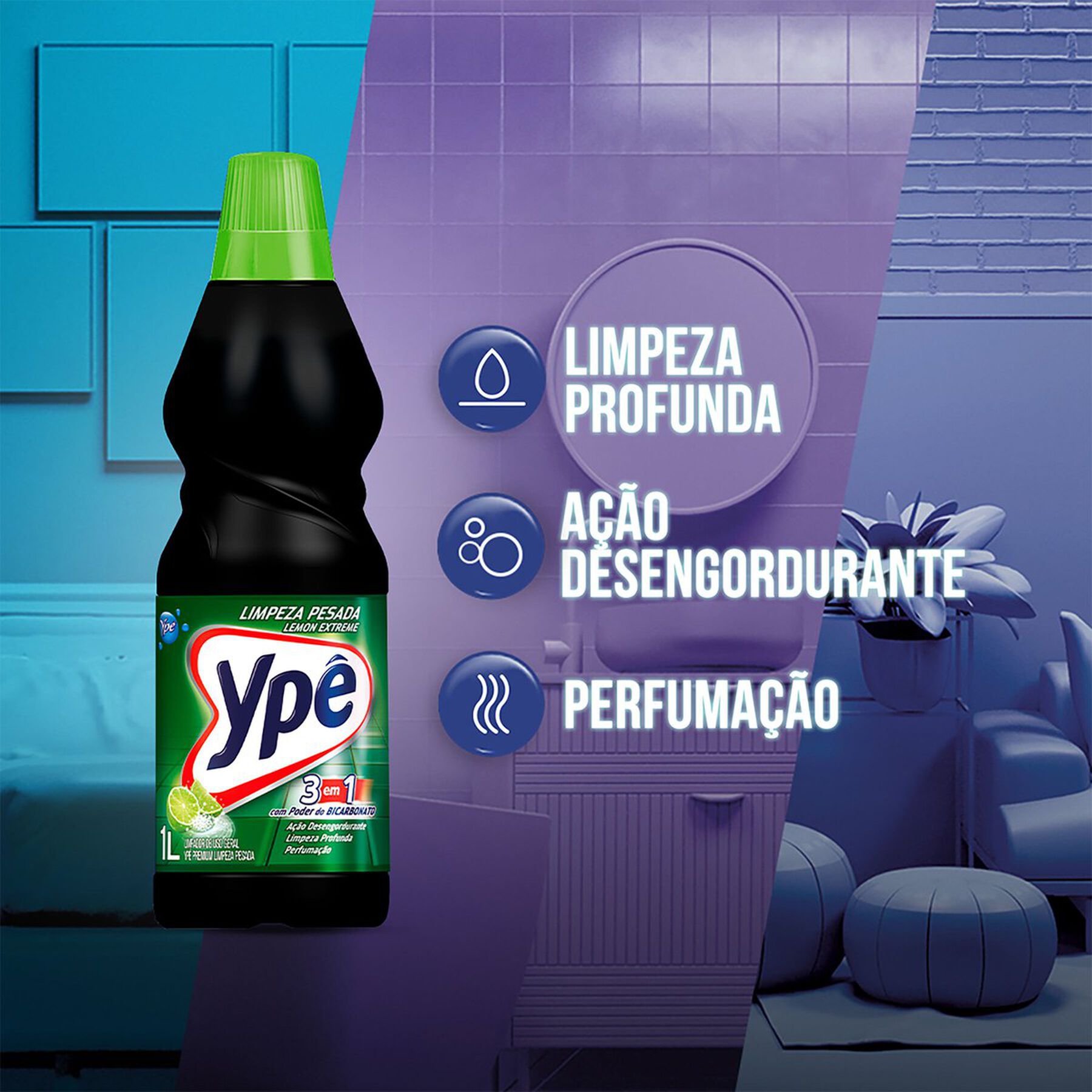 Limpador Limpeza Pesada Lemon Xtreme Ypê Premium Frasco 1l