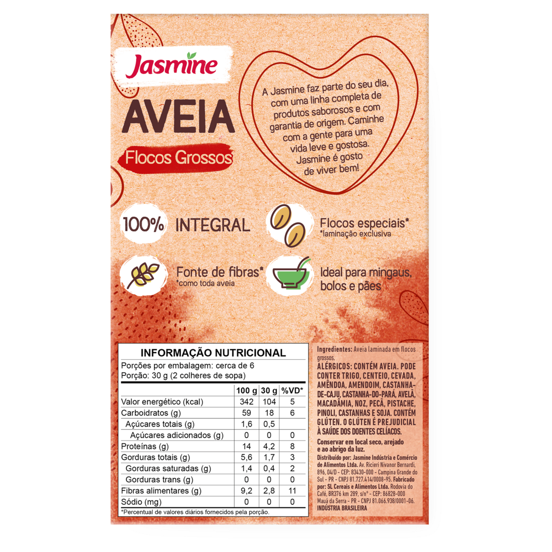 Aveia em Flocos Grossos Jasmine Caixa 170g