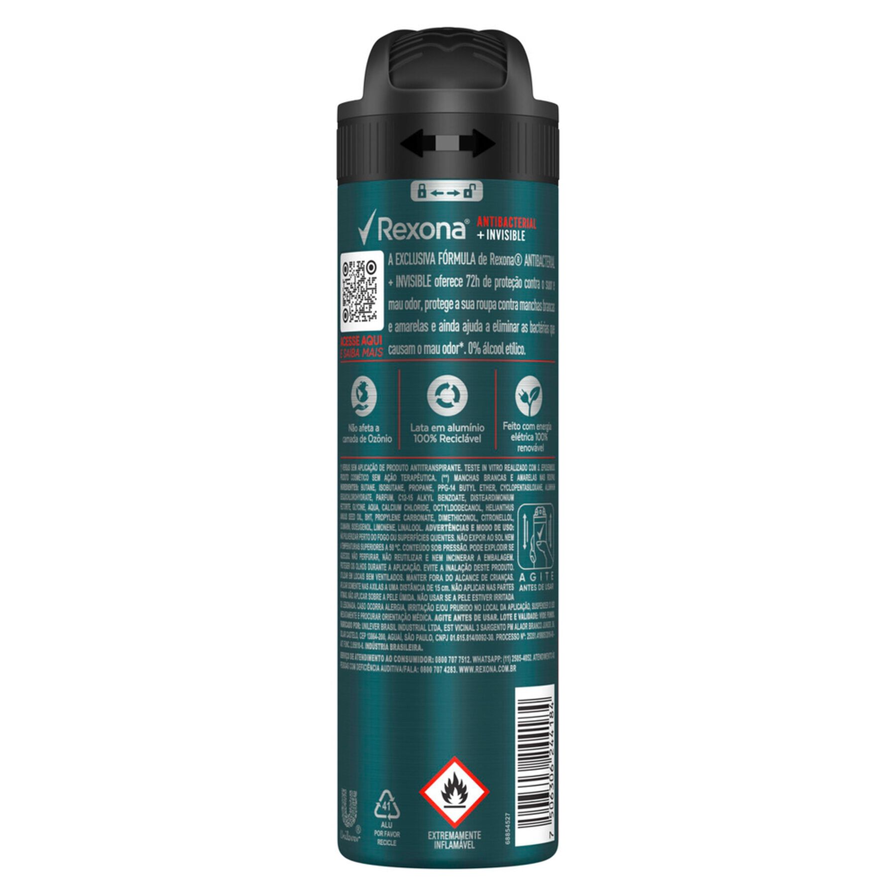 Antitranspirante Aerossol Antibacterial e Invisible Rexona Men Motionsense 150ml