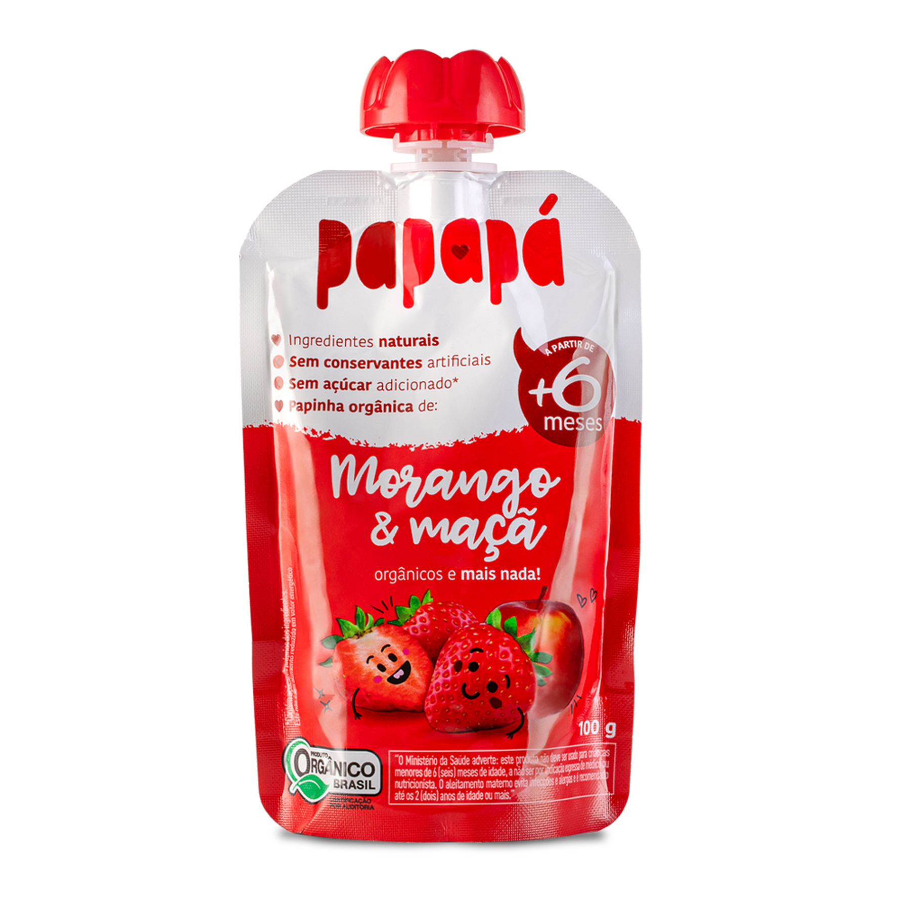 Papinha Orgânica Morango e Maçã Papapá Squeeze 100g