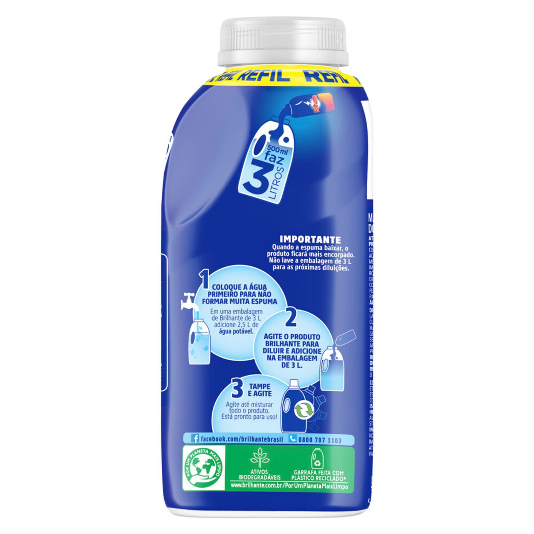 Sab&atilde;o L&iacute;quido Lava Roupas Brilhante Limpeza Total para Diluir 500ml&nbsp;