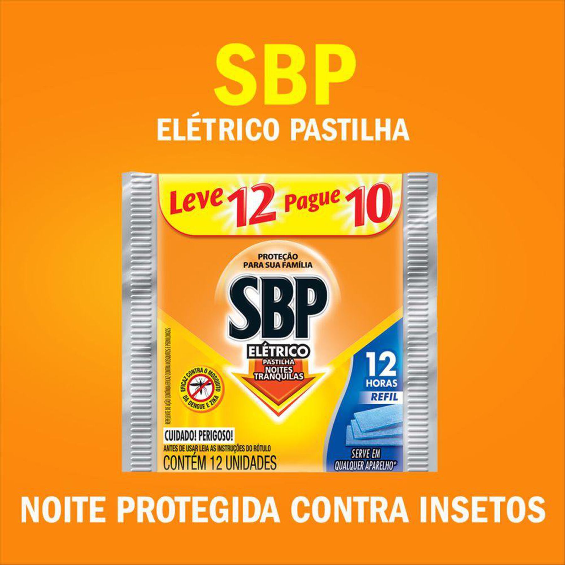 Repelente El&eacute;trico Pastilha SBP Noites Tranquilas Pacote Leve 12 Pague 10 Unidades Refil&nbsp;