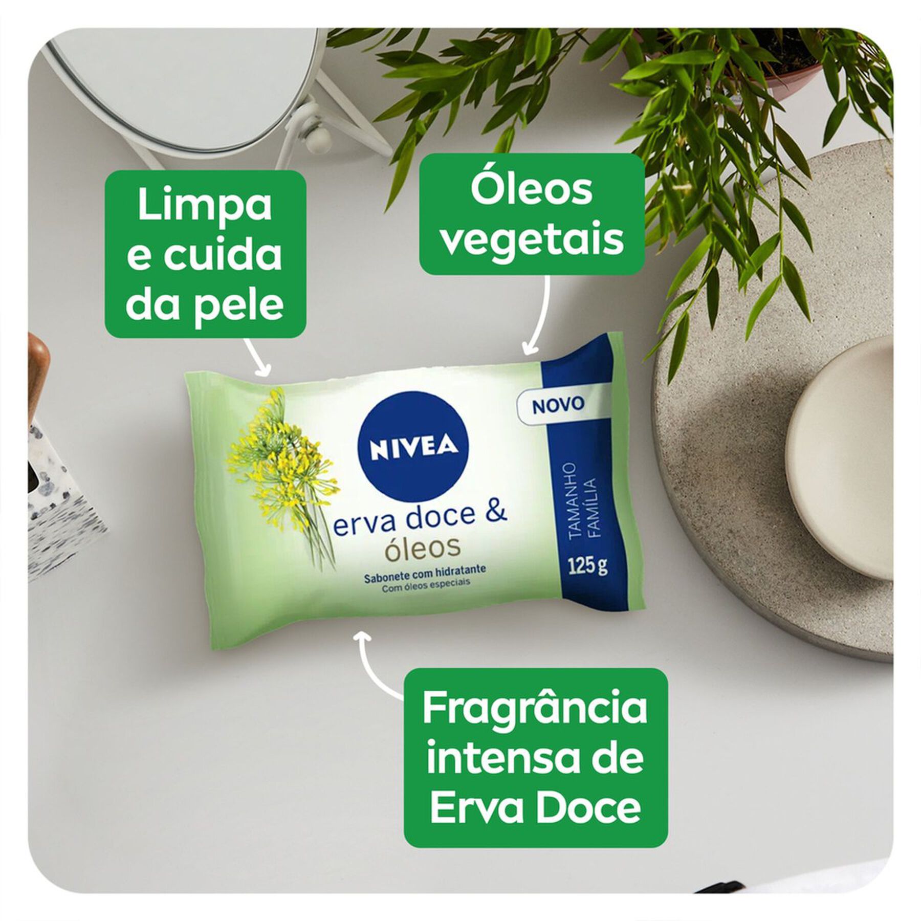 Sabonete em Barra Hidratante Erva-Doce & Óleos Nivea Pacote 125g
