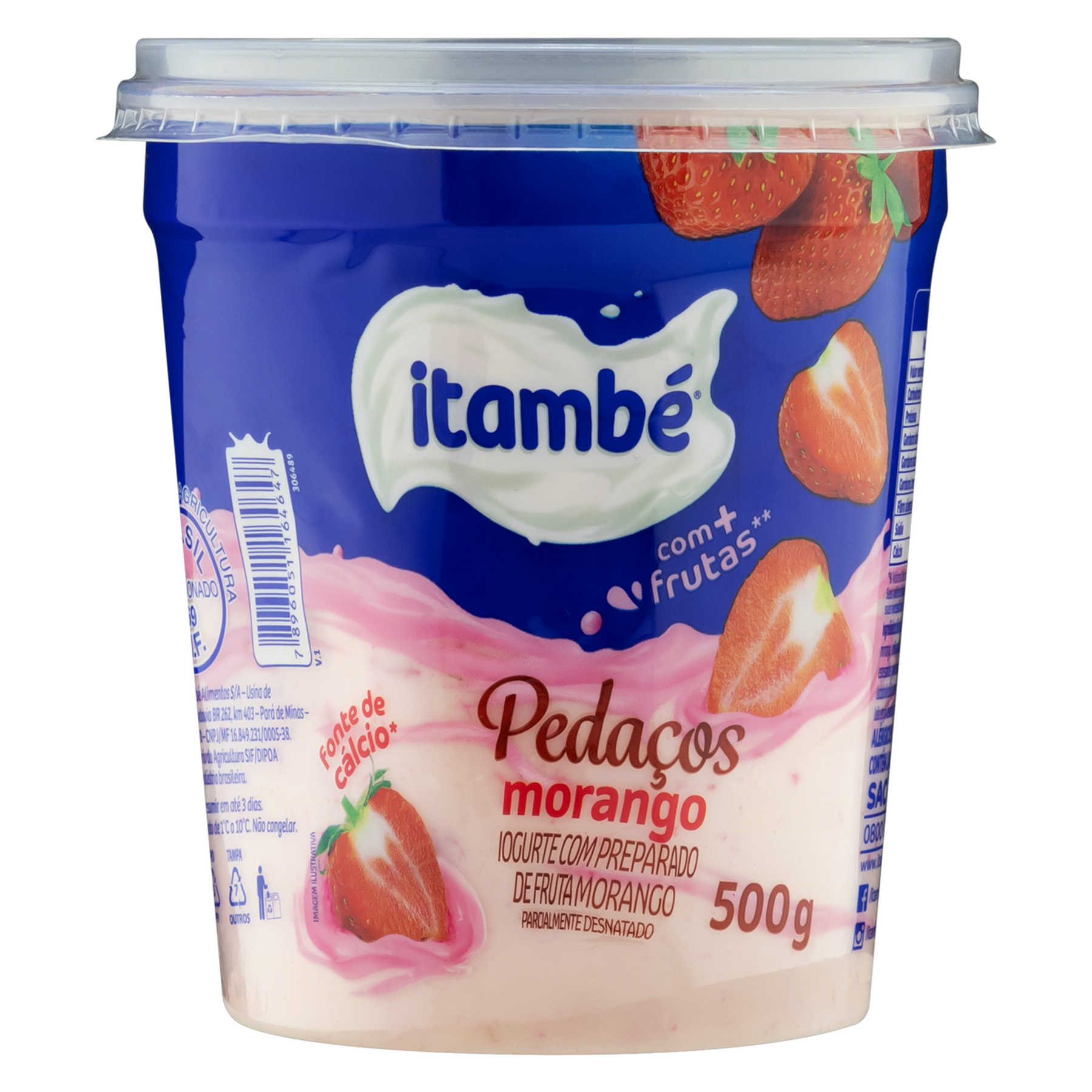 Iogurte Parcialmente Desnatado Morango Itambé Pedaços Pote 500g