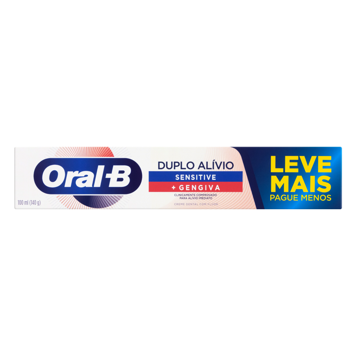 Creme Dental Duplo Al&iacute;vio Sensitive + Gengiva Oral-B Caixa 140g - Embalagem Leve Mais Pague Menos