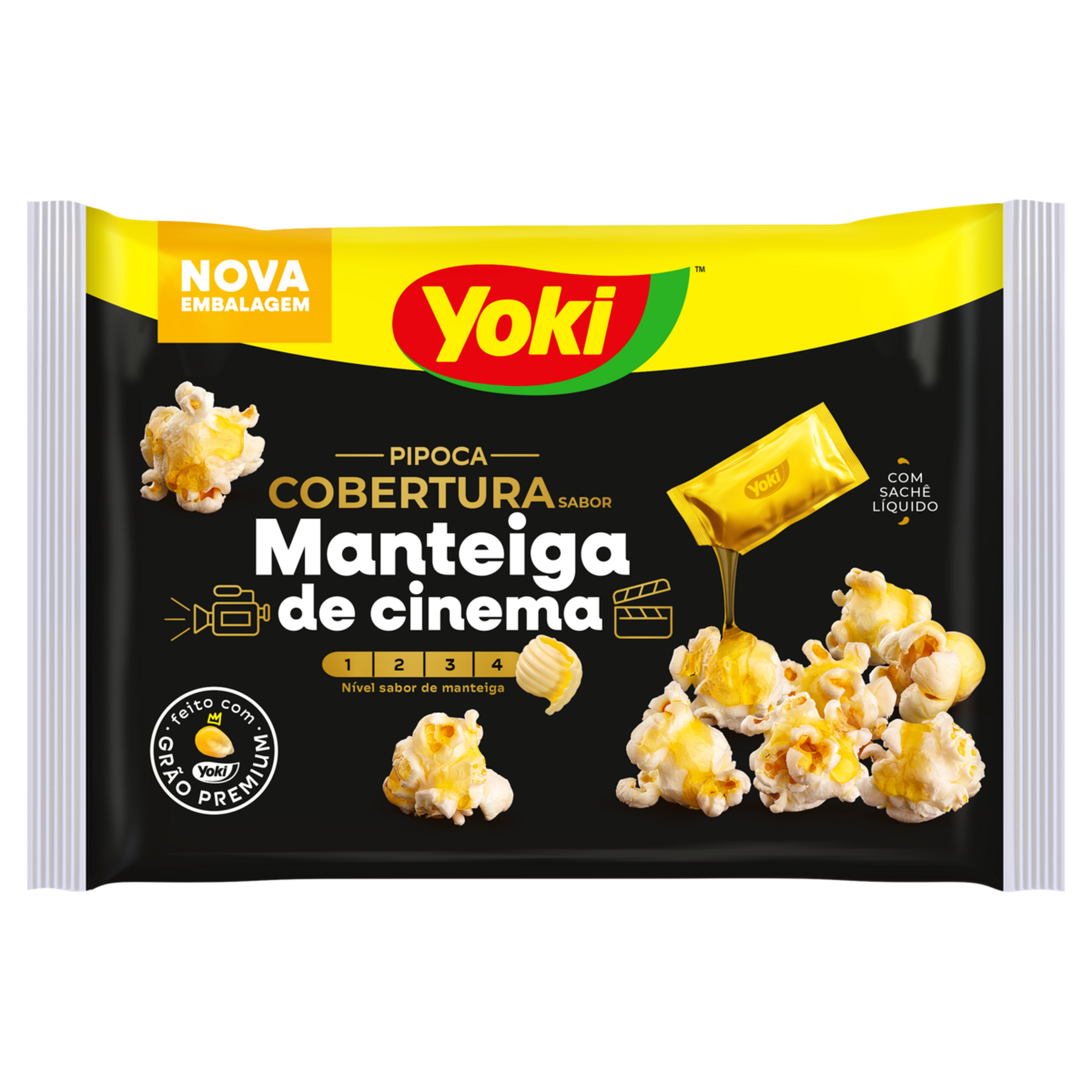 Pipoca para Micro-Ondas Cobertura Manteiga de Cinema Yoki Pacote 105g