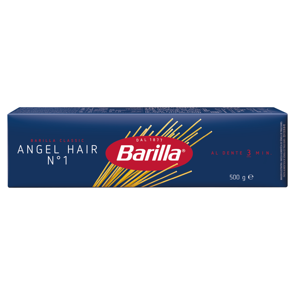 Macarr&atilde;o de S&ecirc;mola de Trigo Duro Angel Hair 1 Barilla Classic Caixa 500g