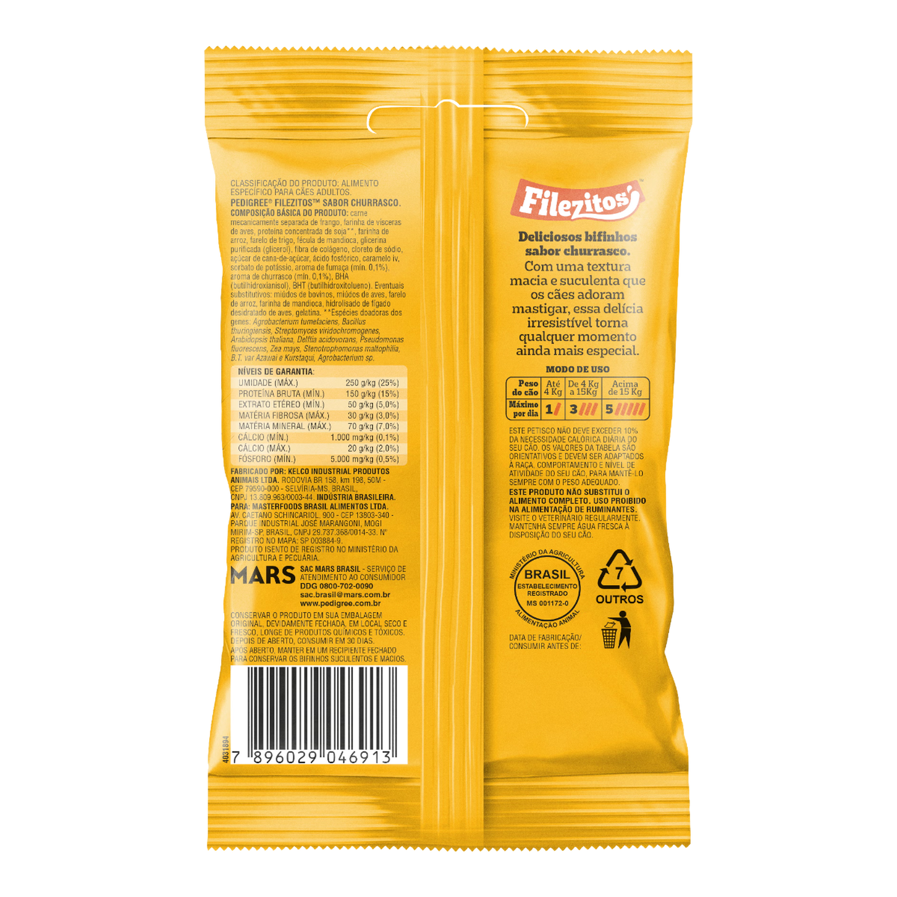 Bifinho para C&atilde;es Adultos Churrasco Filezitos Pedigree Pacote 60g