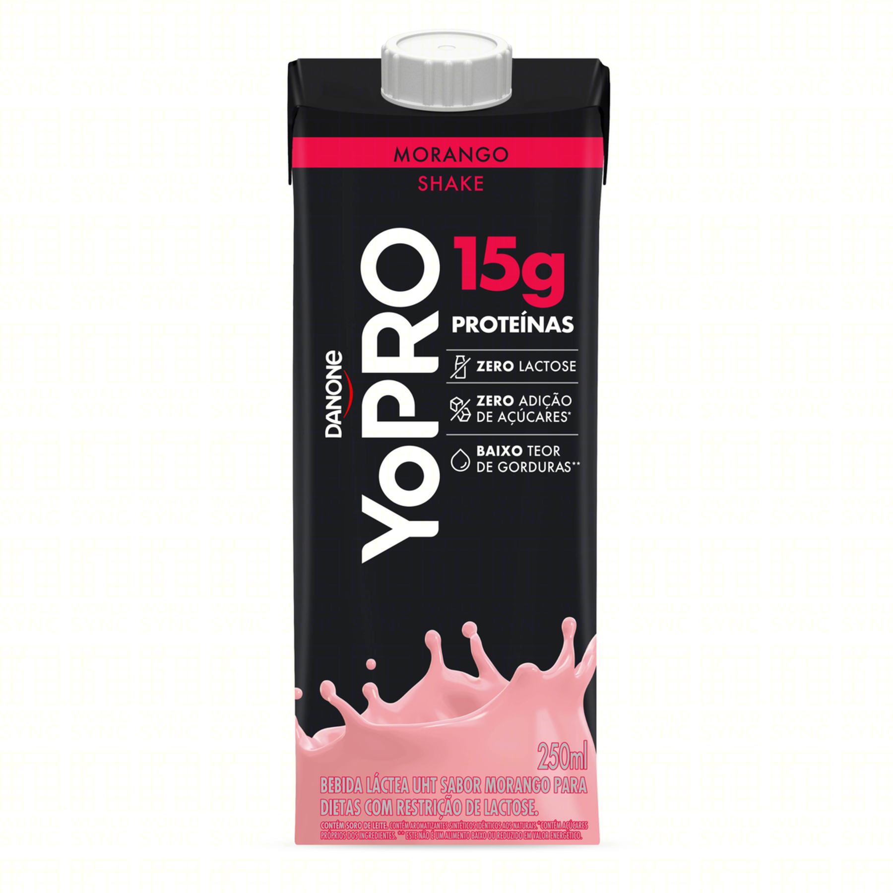 Bebida L&aacute;ctea UHT Shake Morango Zero Lactose YoPRO Caixa 250ml
