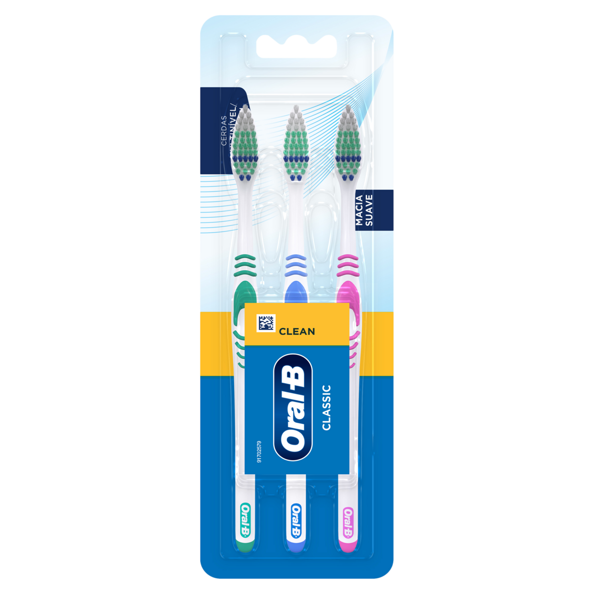 Escova Dental Macia Classic Oral-B C/3 Unidades