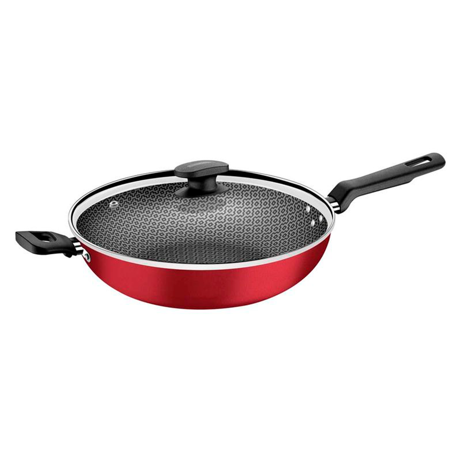 Panela Wok com Tampa Vermelha Loreto Tramontina 28cm